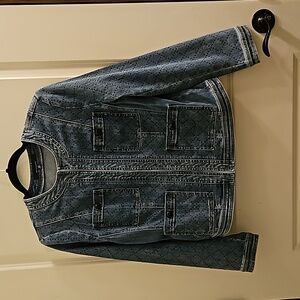 White House Black Market embellished denim jacket size 14